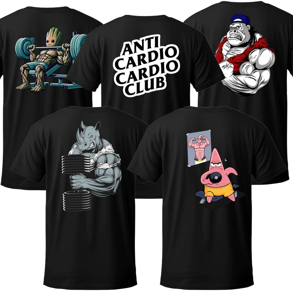 Kit 5 Camisetas Oversized Hardcore Gym