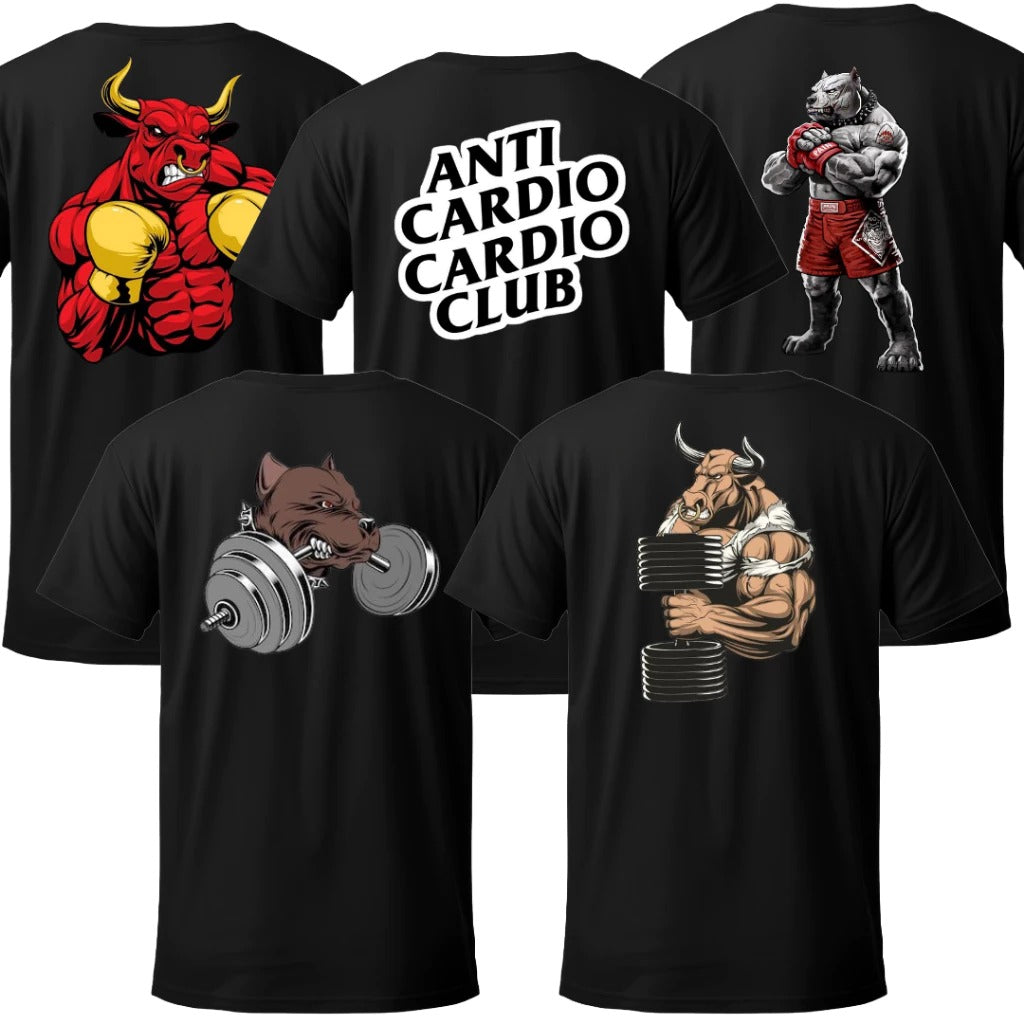 Kit 5 Camisetas Oversized Hardcore Gym