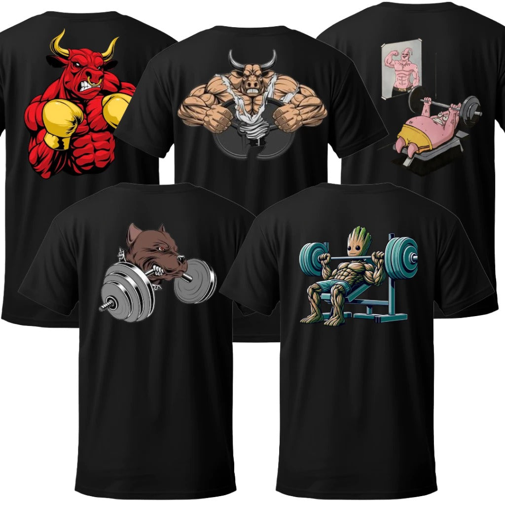 Kit 5 Camisetas Oversized Hardcore Gym